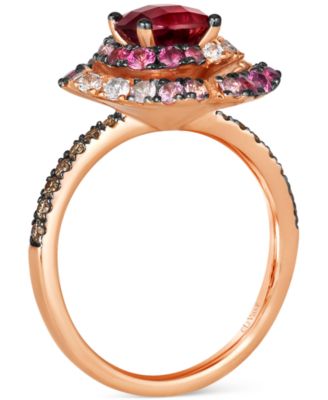Chocolatier&reg; Multi-Gemstone (2-1/2 ct. t.w.) & Chocolate Diamond (1/5 ct. t.w.) Statement Ring in 14k Rose Gold