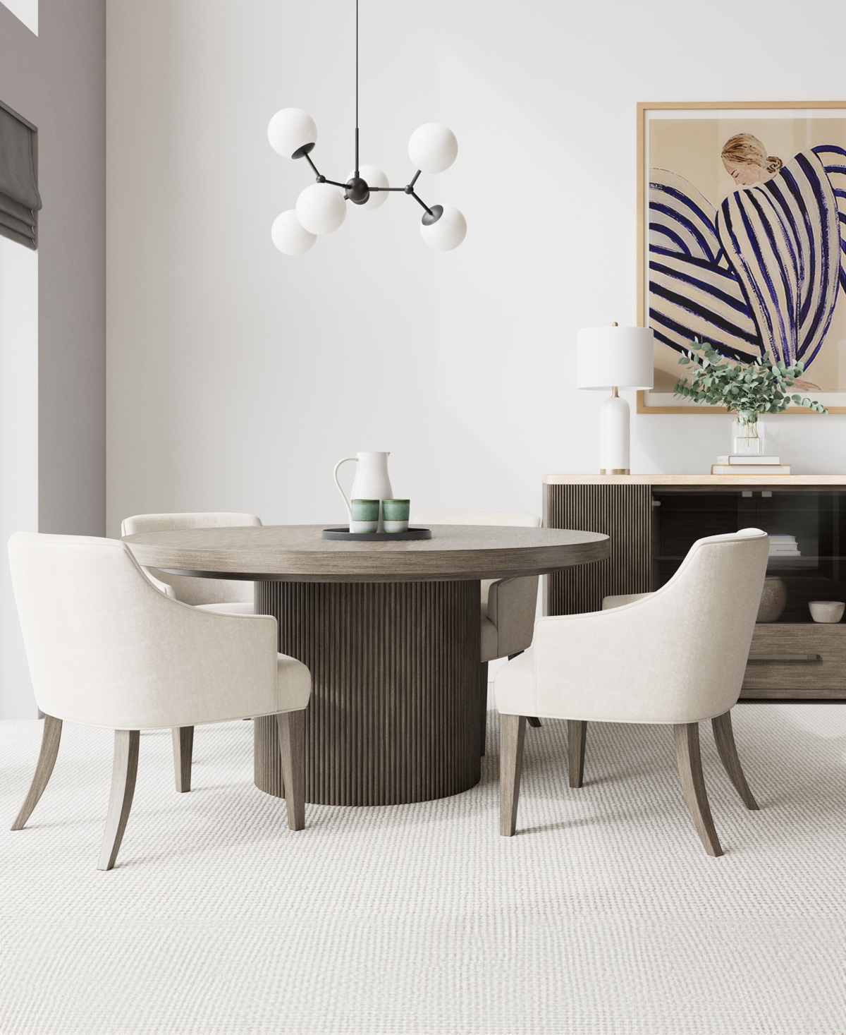 Macy's Frandlyn 5pc Dining Set (round Table + 4 Host Chairs) In No Color