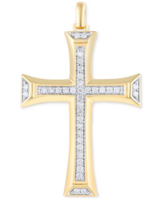 Macy's - Men's Diamond Flared Cross Pendant (1/2 ct. t.w.) in 10k Gold