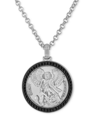Diamond St. Michael Medallion 22" Pendant Necklace (1/4 ct. t.w.) in 18k Gold-Plated Sterling Silver, Created for Macy's