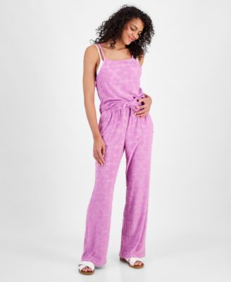 Shop Miken Juniors Cropped Velour Tank Top Cover Up Velour Cover Up Pants Created For Macys In Violet Sun