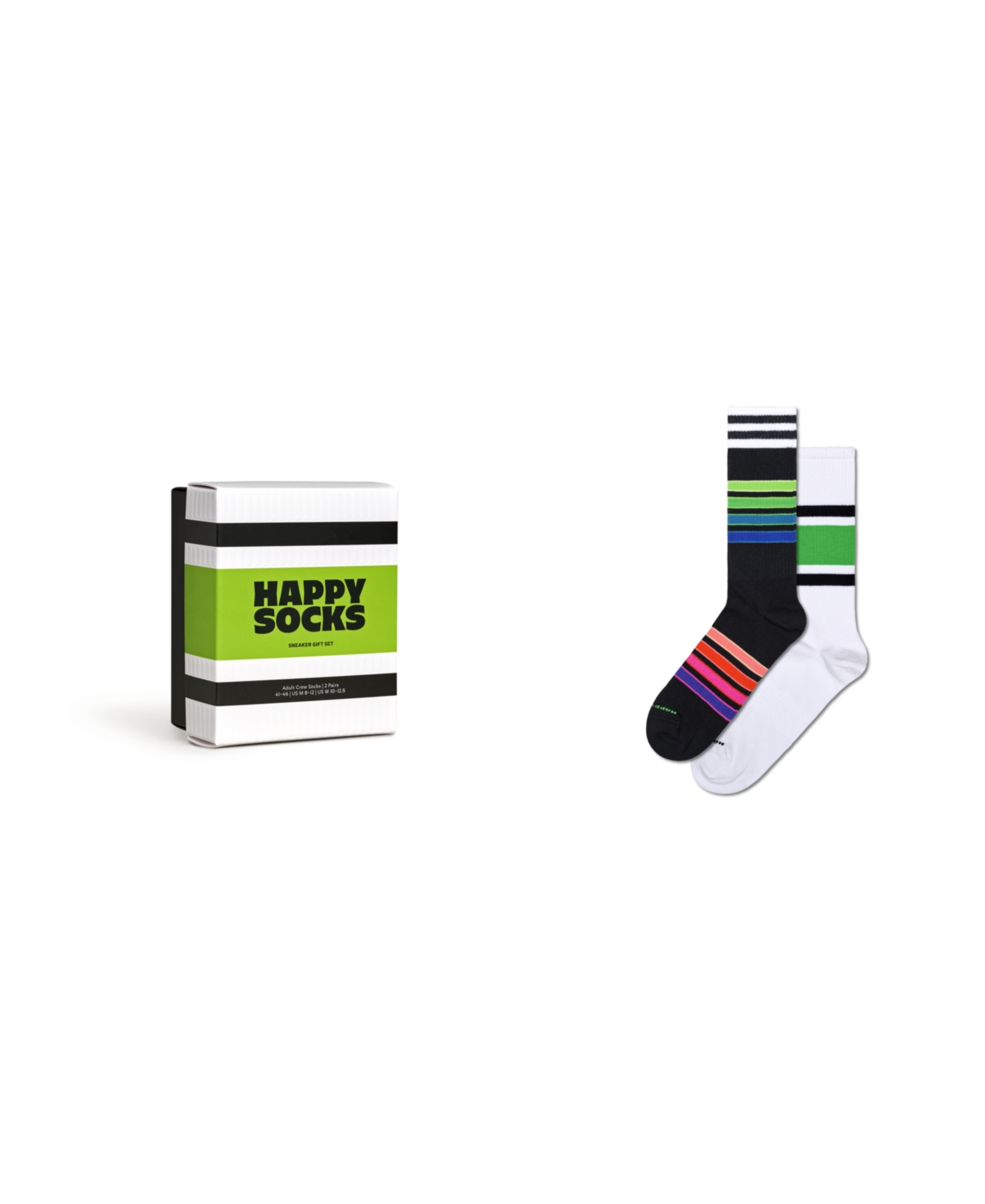 Shop Happy Socks 2-pack Stripe Sneaker Socks Gift Set In Black