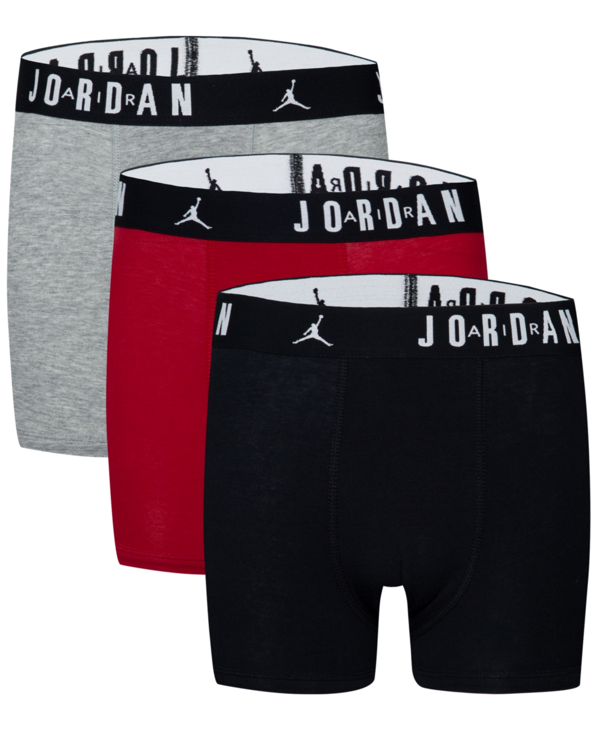 Jordan Kids' Big Boys Flight Dri-fit Cotton Core Boxer Briefs, Pack Of 3 In Gym Red,black