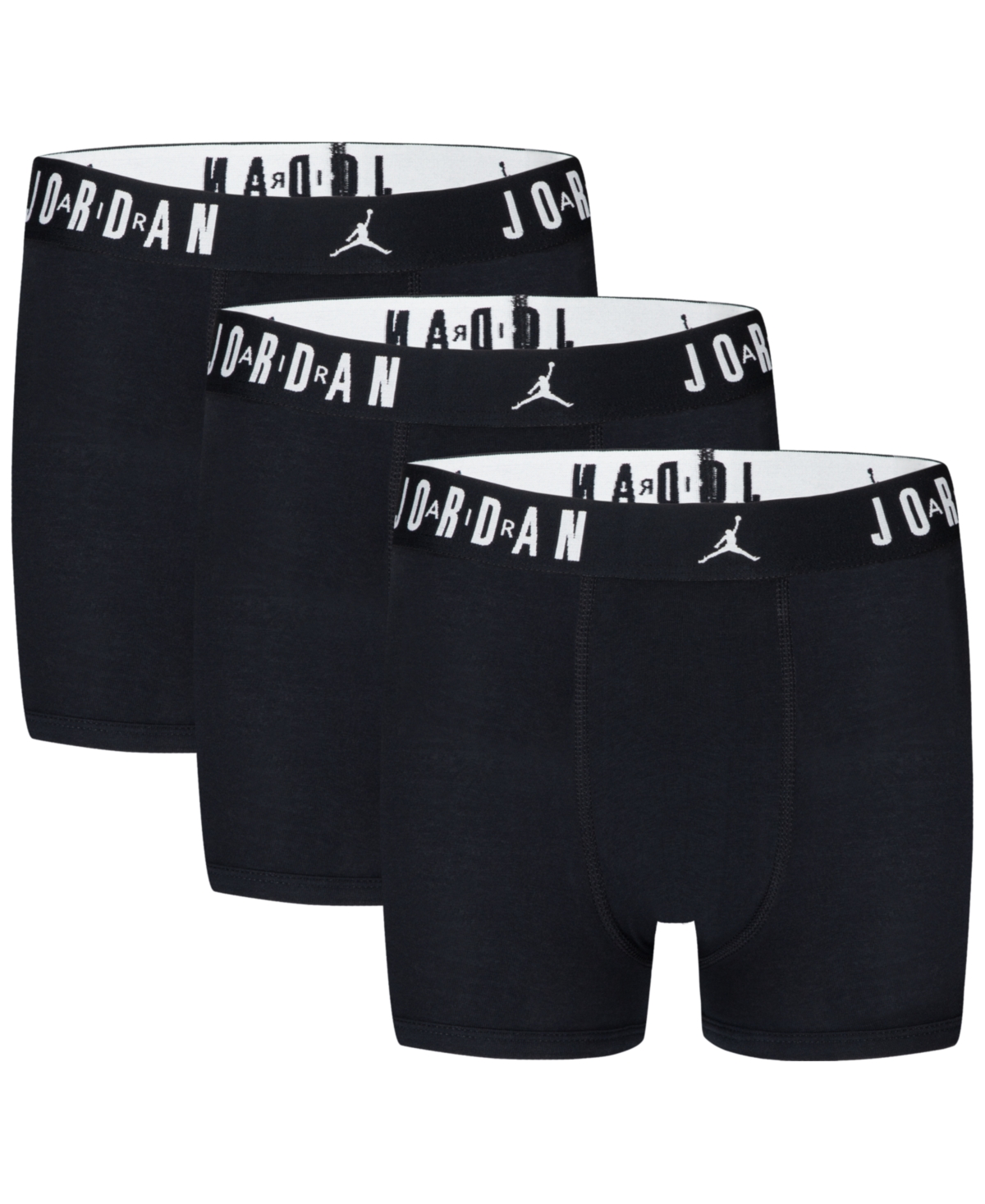 Jordan Kids' Big Boys Flight Dri-fit Cotton Core Boxer Briefs, Pack Of 3 In Black