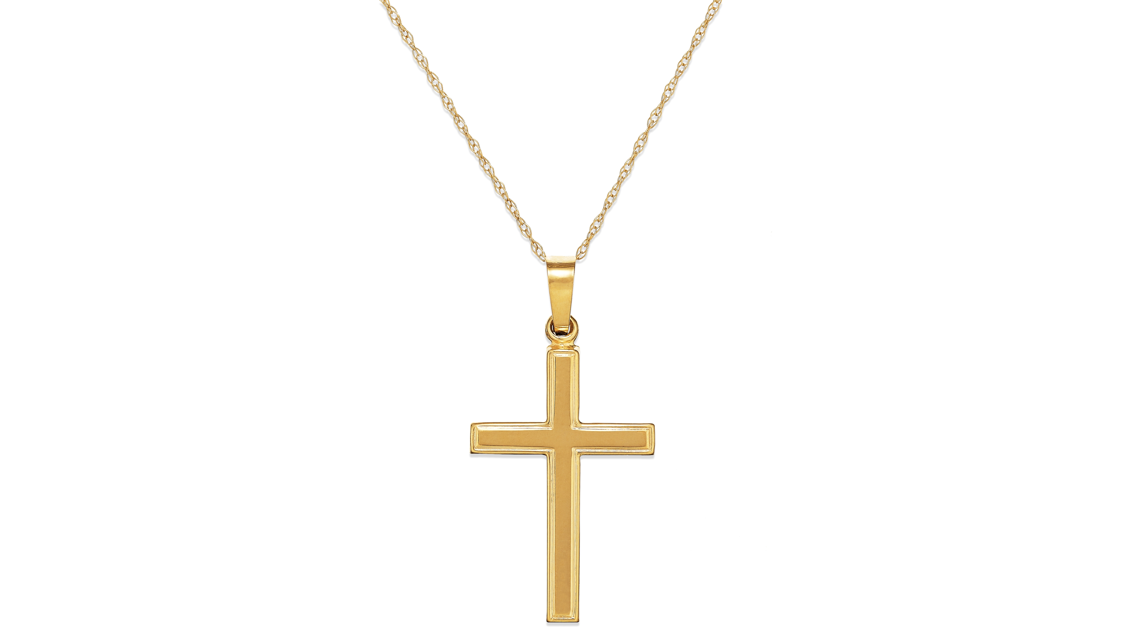 Cross Pendant Necklace 18" in 14k Yellow Gold