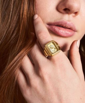 Women's Raquel Two-Hand Gold-Tone Stainless Steel Ring Watch 14mm