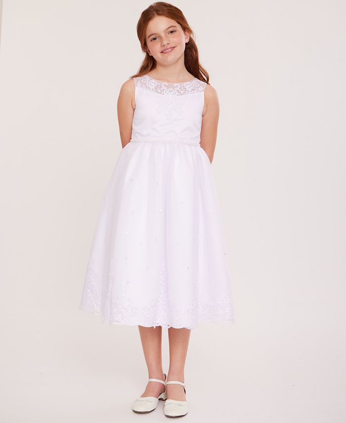 Bonnie Jean Big Girls Swiss Dot Communion Dress - Macy's