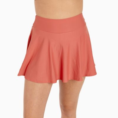 Women's High Waisted Chlorine Resistant Flowy Swim Skort With Attached Shorts