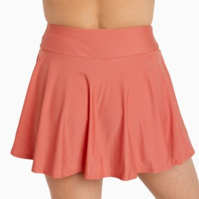 Women's High Waisted Chlorine Resistant Flowy Swim Skort With Attached Shorts