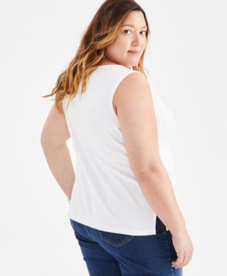Plus Size Boat-Neck Knit Tank Top