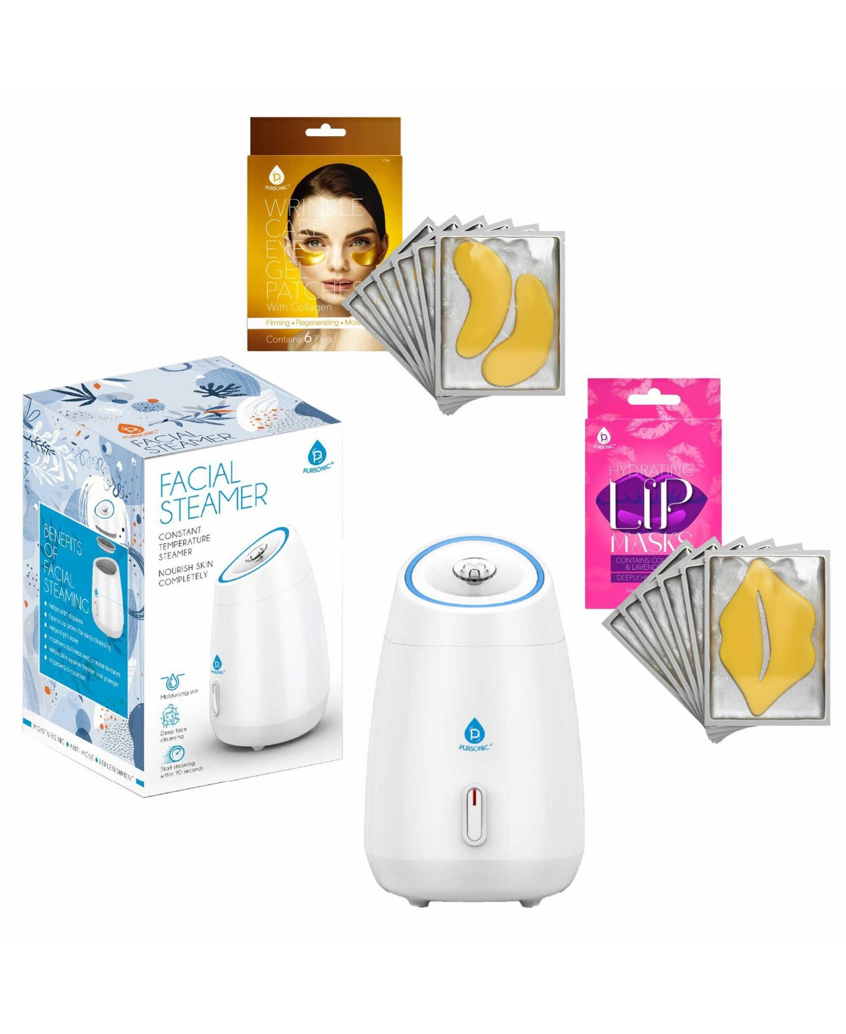 Deluxe Facial Steamer with 6 Soothing Eye Masks & 6 Nourishing Lip Masks - Open Miscellaneous
