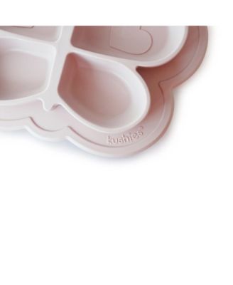 Silicone Divided Suction Plate, Unbreakable, Microwave Safe, Pink Butterfly