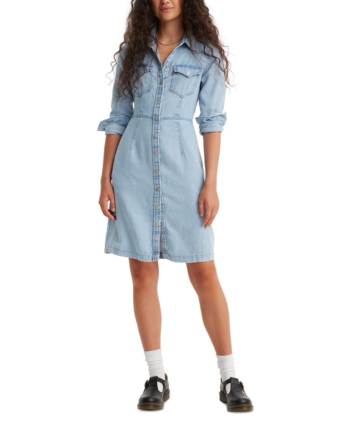 Levi's Women's Otto Western Button-front Denim Dress In Hip To Be Square