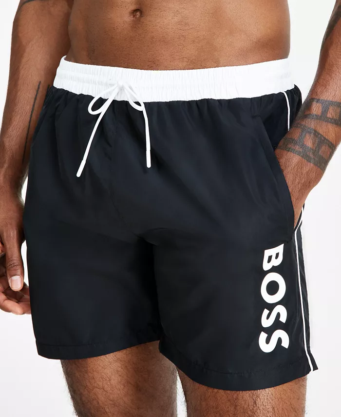 black hugo boss swim trunks