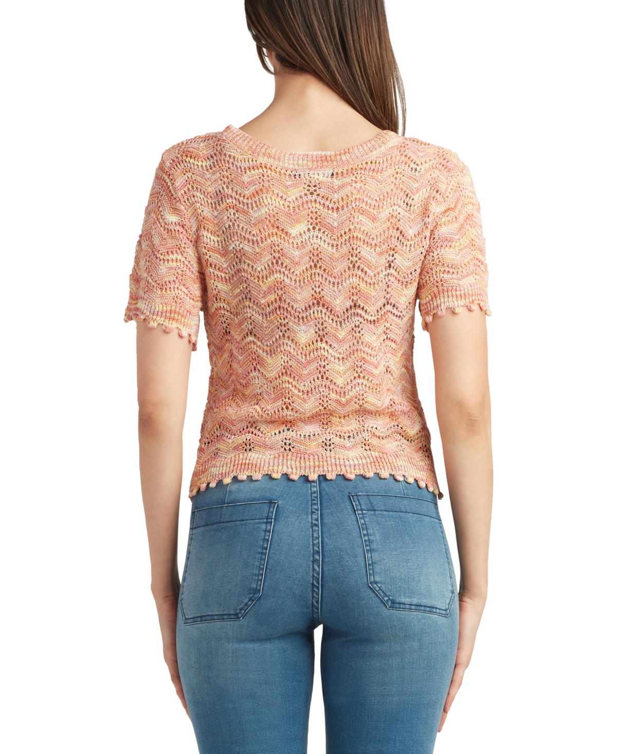 Shop Bcx Juniors' Pointelle-knit Short-sleeve Top In Pat L