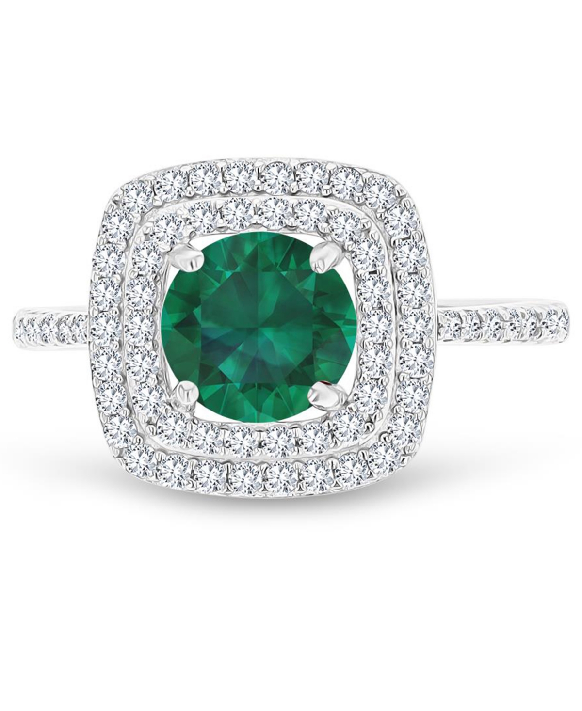 Macy's Amethyst (1-1/5 Ct. T.w.) & Lab-grown White Sapphire (1/2 Ct. T.w.) Square Halo Birthstone Ring In S In Emerald
