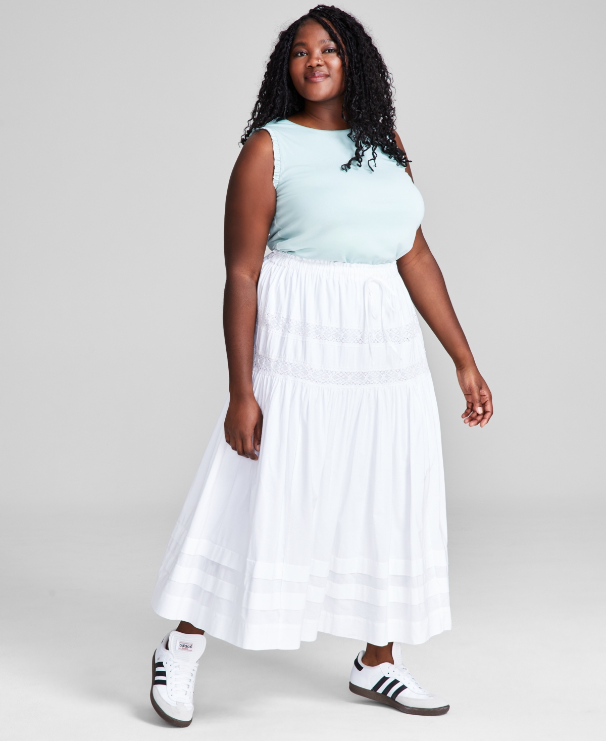 And Now This Plus Size Crochet Pull-on Maxi Skirt, Created For Macy's In White