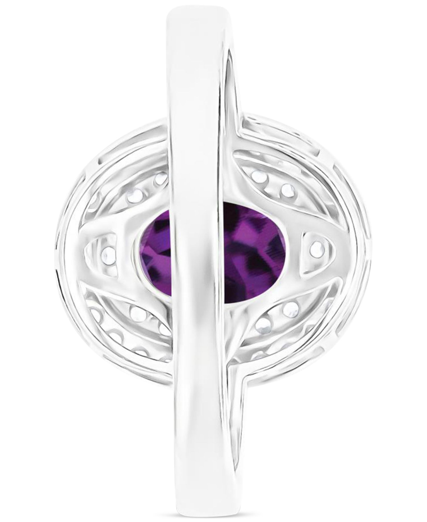 Amethyst (1-1/20 ct. t.w.) & Lab-Grown White Sapphire (3/4 ct. t.w.) Oval Halo Birthstone Ring in Sterling Silver (Also in Additional Birthstones)