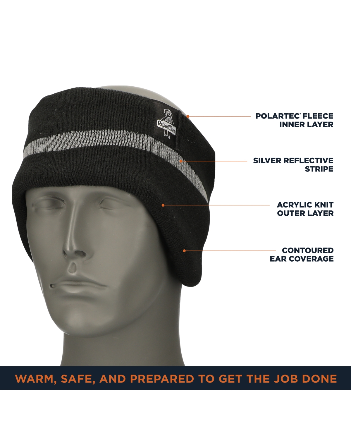 RefrigiWear Men's Double Layer Headband - Warm Winter Ear Protection for Cold Weather