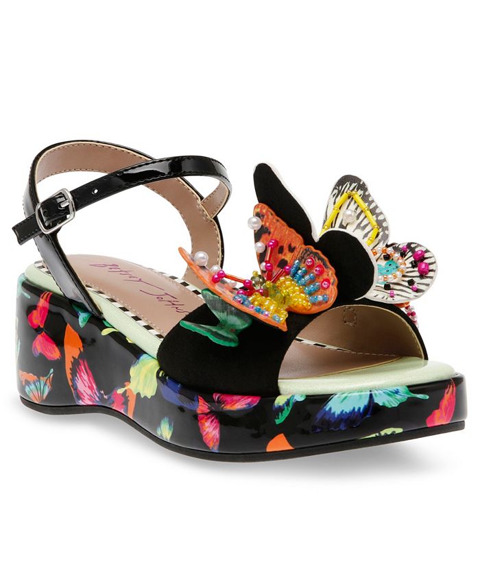 Betsey Johnson Sasha Girls Embellished Thong Ankle Strap