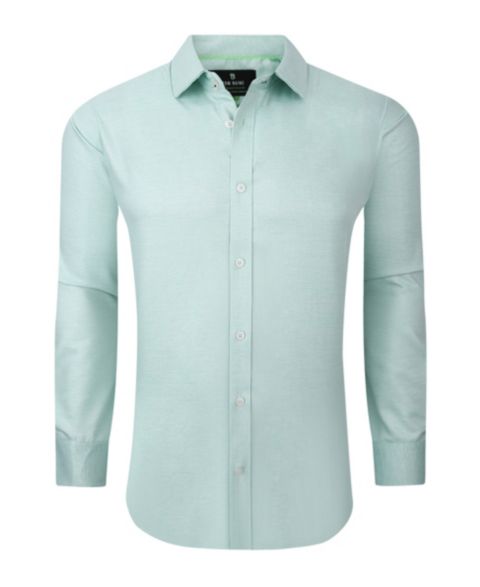 Мужская рубашка Tom Baine Performance Solid Long Sleeve Button Down Dress Shirt, цвет: Зелёный
