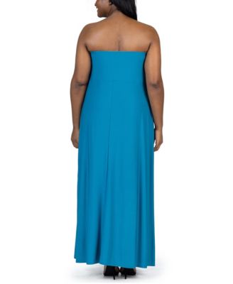 Plus Size Strapless Maxi Dress with Pockets