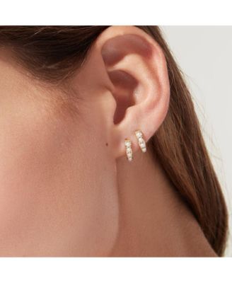 Pearl Huggie Hoops - Ashley