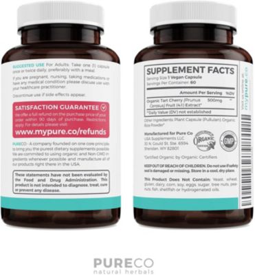 Tart Cherry Capsules - 4:1 Extract Equals 2000mg of Fresh Tart Cherries Natural Uric Acid Support Supplement