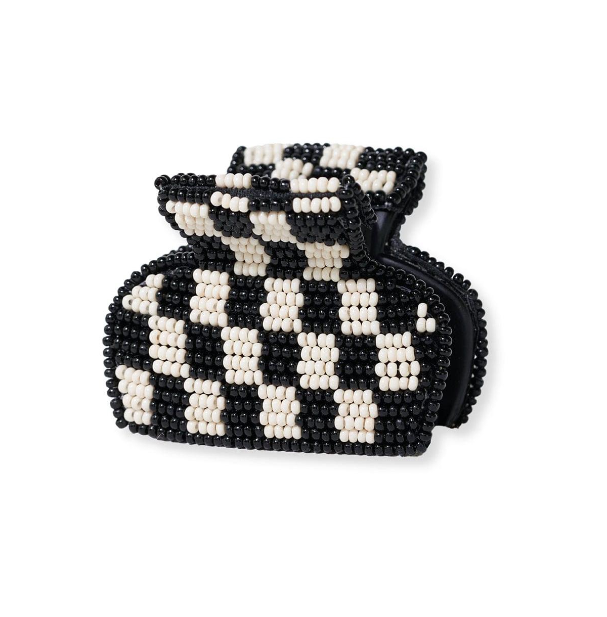 Gia Petite Hair Claw Clip - Black and White Checkered
