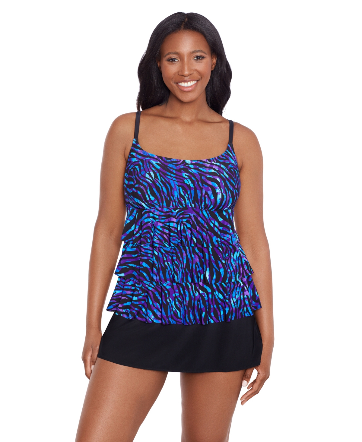 Women's Longitude Ruffle Faux Skirtini Swimsuit - Painted safari