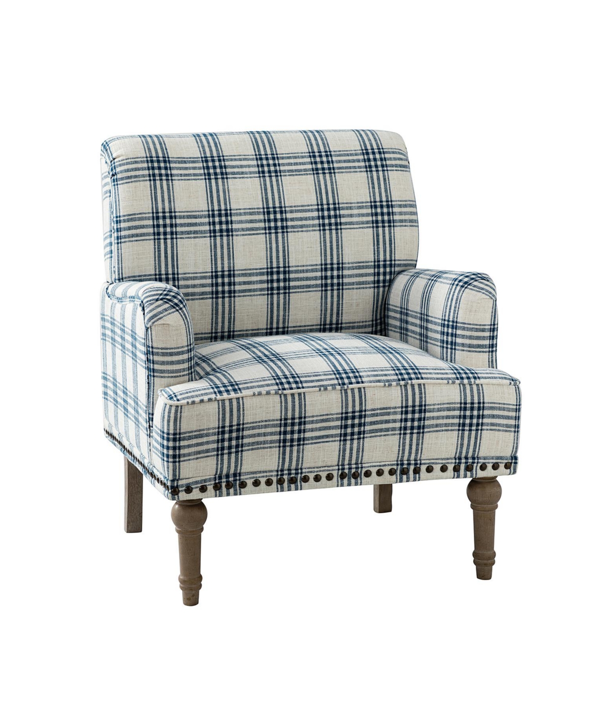 Ruarc Farmhouse Upholstered Armchair - Plaid Design Accent Chair