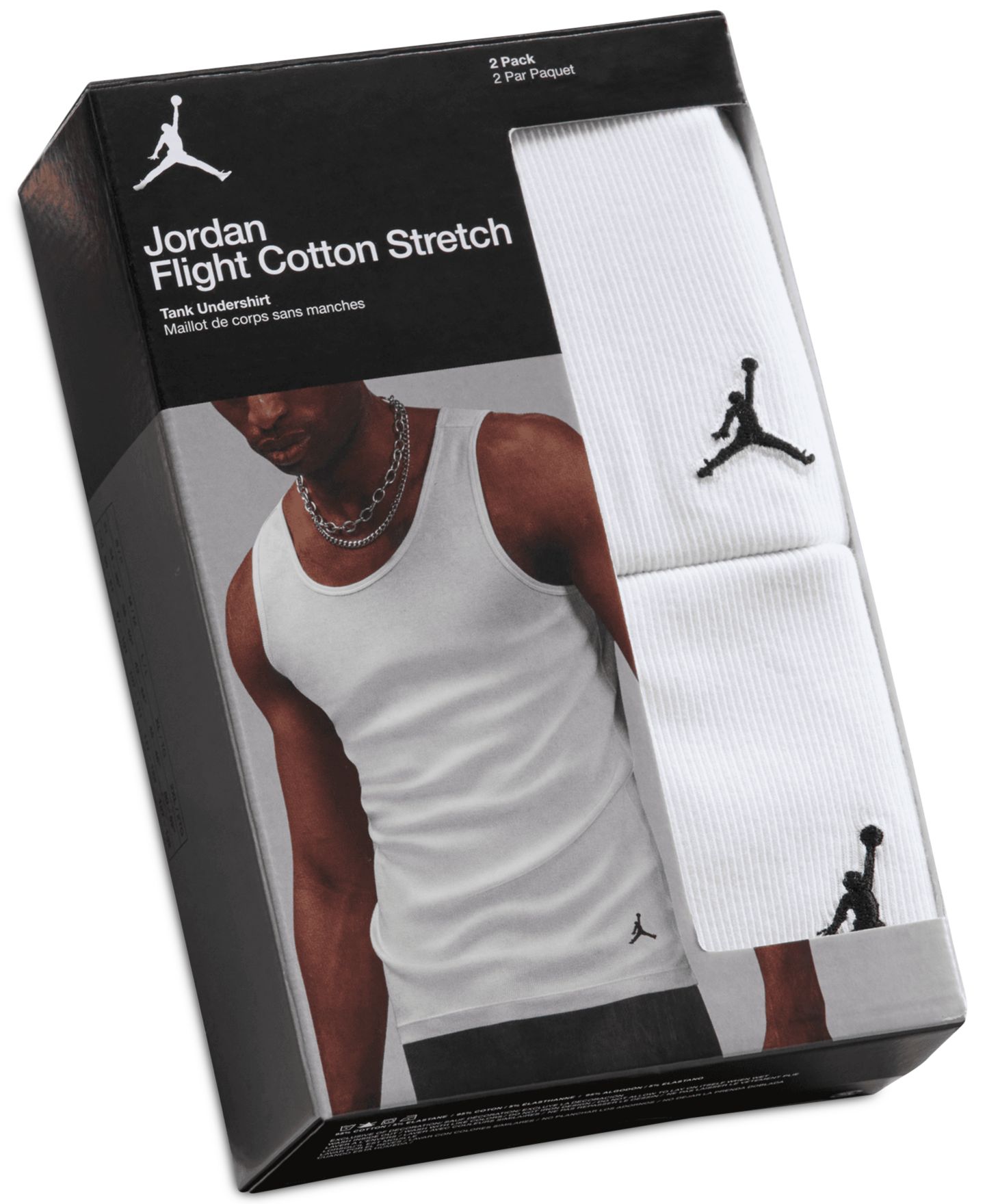 Мужские топы Jordan 2-Pack Flight Base Stretch Cotton Ribbed Tanks, цвет: Белый — фото 7