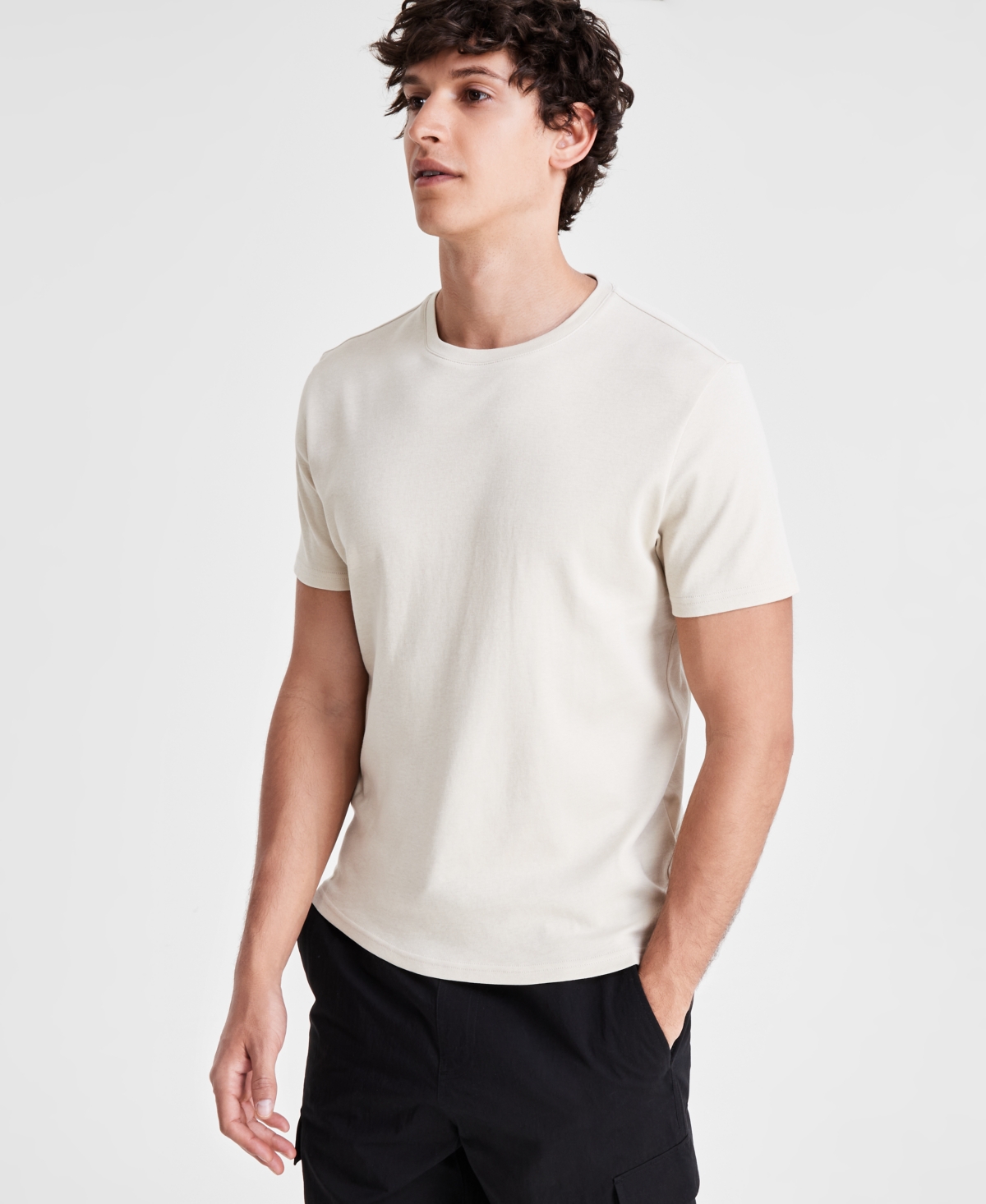 Shop Inc International Concepts Men's Regular-fit Solid Crewneck T-shirt, Created For Macy's In Grain