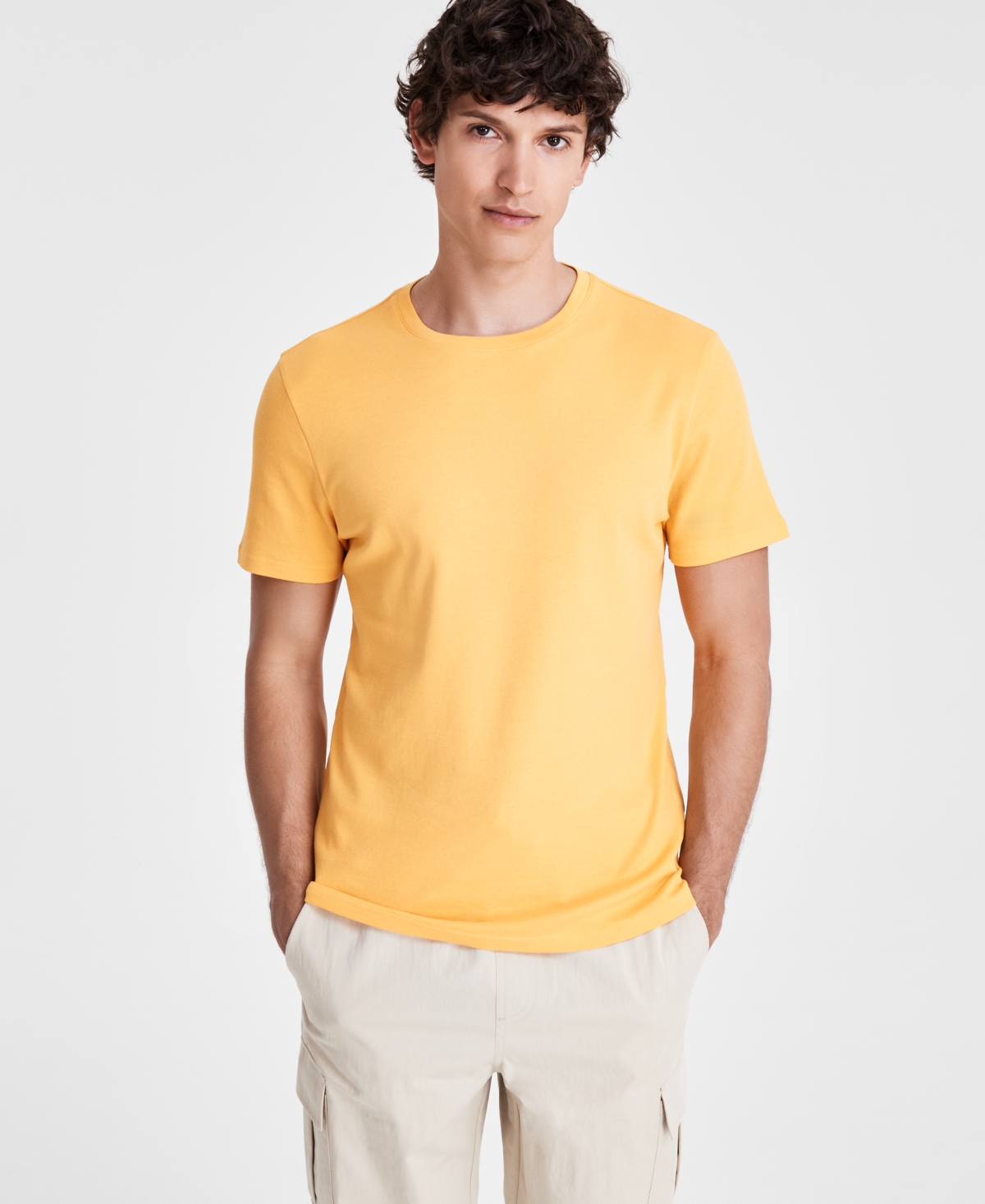 Shop Inc International Concepts Men's Regular-fit Solid Crewneck T-shirt, Created For Macy's In Majestic Yellow