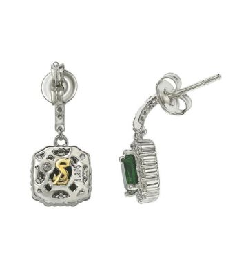 Suzy Levian Sterling Silver White Cubic Zirconia Asscher Cut Drop Earrings