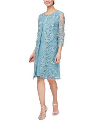 Alex Evenings Petite Embroidered Mock Jacket Dress - Macy's