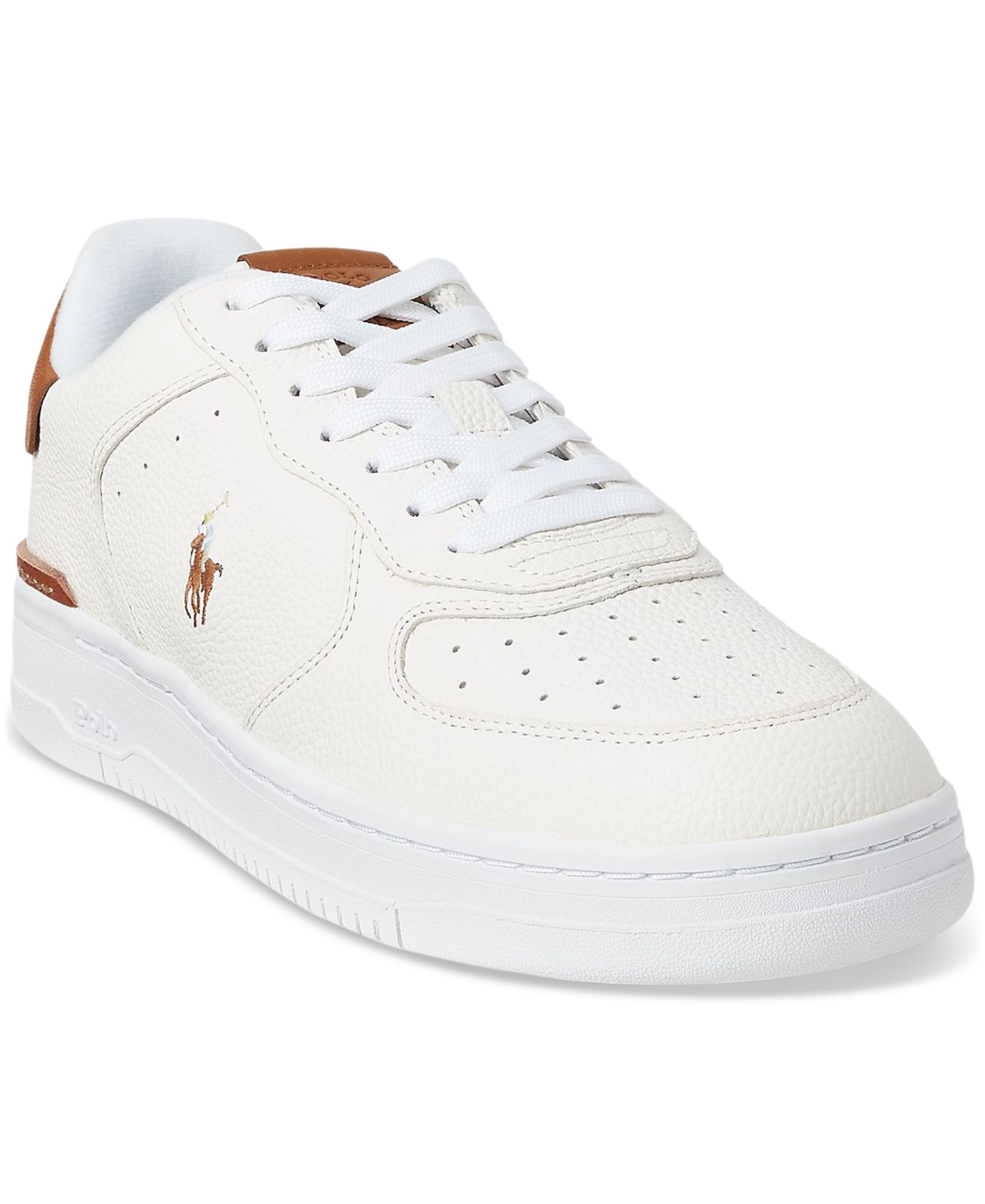 Мужские кроссовки Polo Ralph Lauren Masters Court Lace-Up, цвет: Белый / Рыжевато-коричневый — фото 1
