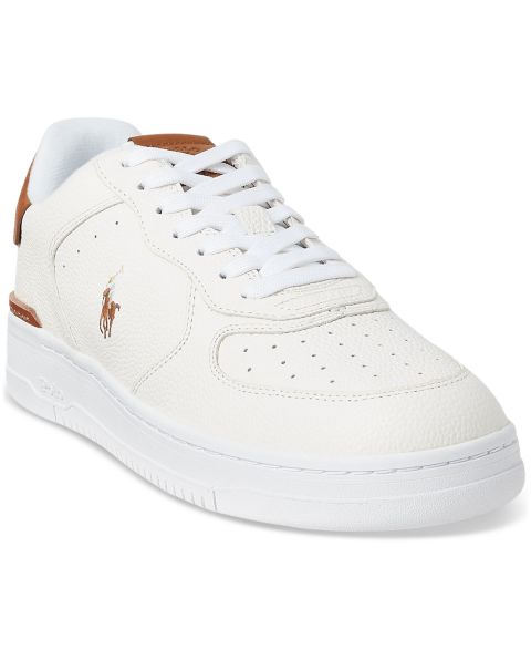 Мужские кроссовки Polo Ralph Lauren Masters Court Lace-Up, цвет: Белый / Рыжевато-коричневый