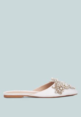 Women's Women Astre Pearl Embellished Shimmer Mules