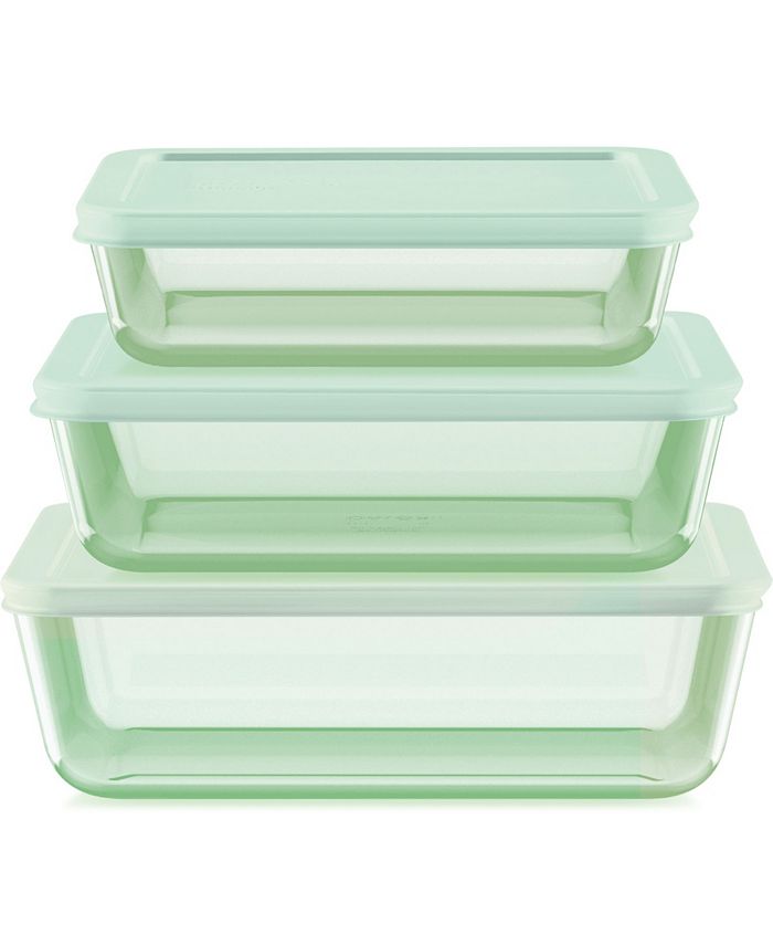 Pyrex Simply Store Tinted 6-Pc Rectangle Storage Set with Plastic Lids ...