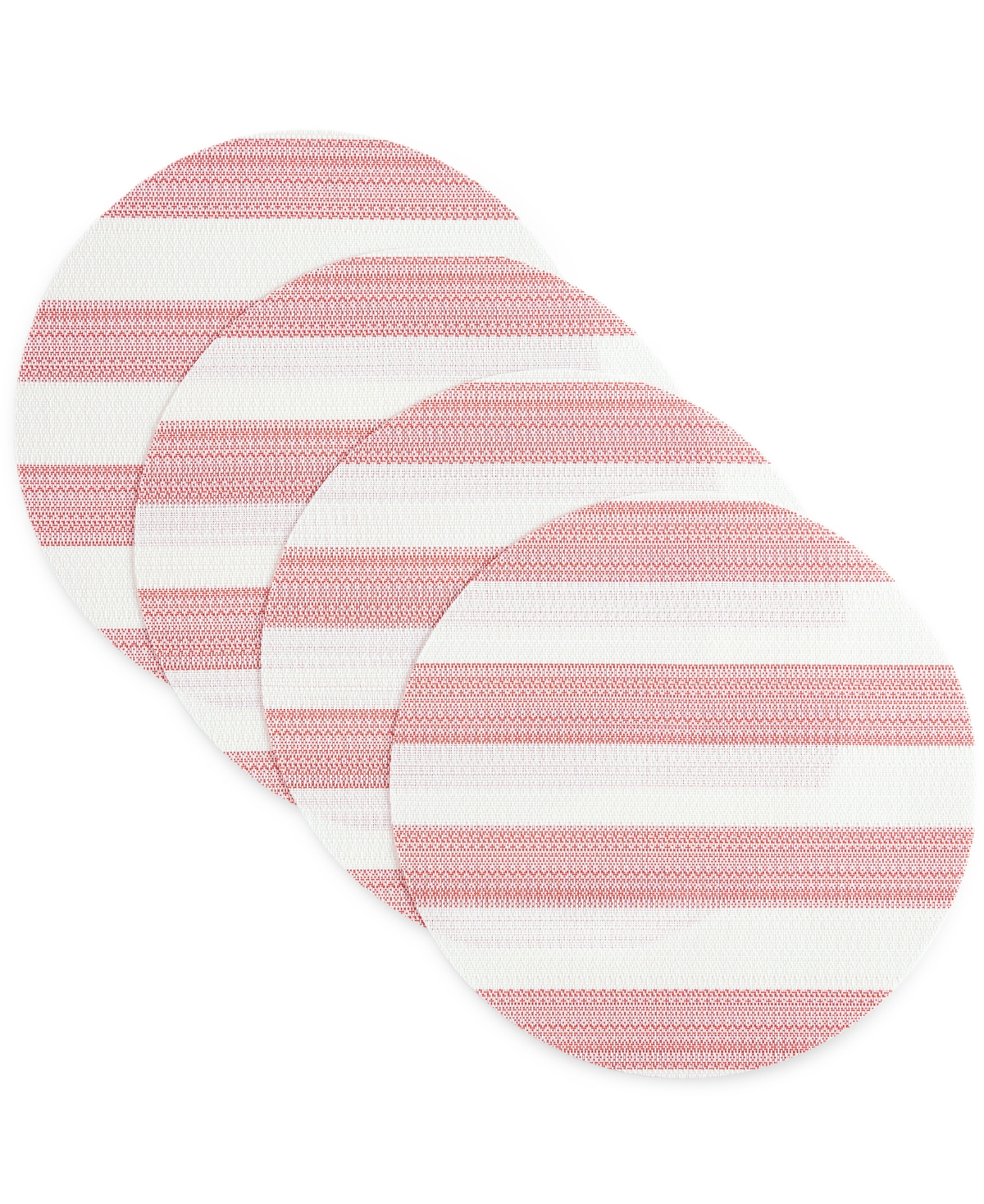 Shop Town & Country Living Basics Cabana Stripe Indoor/outdoor Placemats 4-pack Set, Reversible, 15" Round In Red,white
