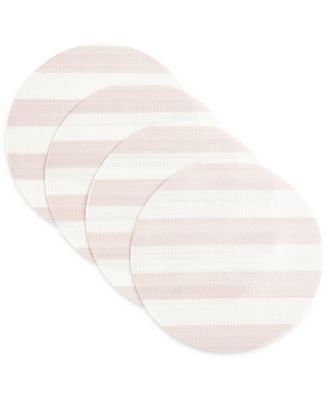 Basics Cabana Stripe Indoor/Outdoor Placemats 4-Pack Set, Reversible, 15" Round