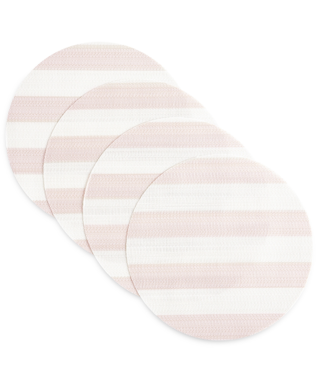 Shop Town & Country Living Basics Cabana Stripe Indoor/outdoor Placemats 4-pack Set, Reversible, 15" Round In Natural,white