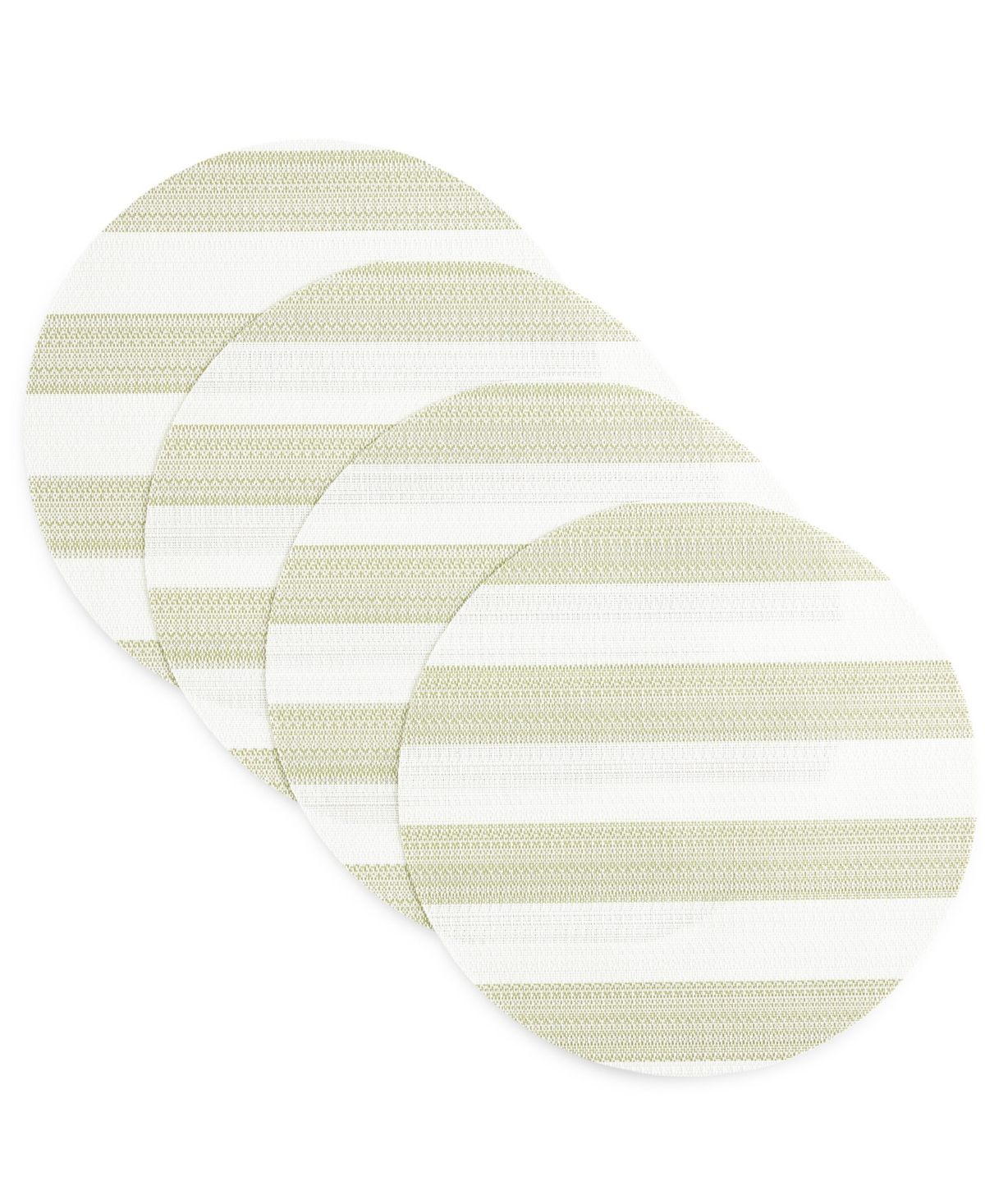 Shop Town & Country Living Basics Cabana Stripe Indoor/outdoor Placemats 4-pack Set, Reversible, 15" Round In Green,white