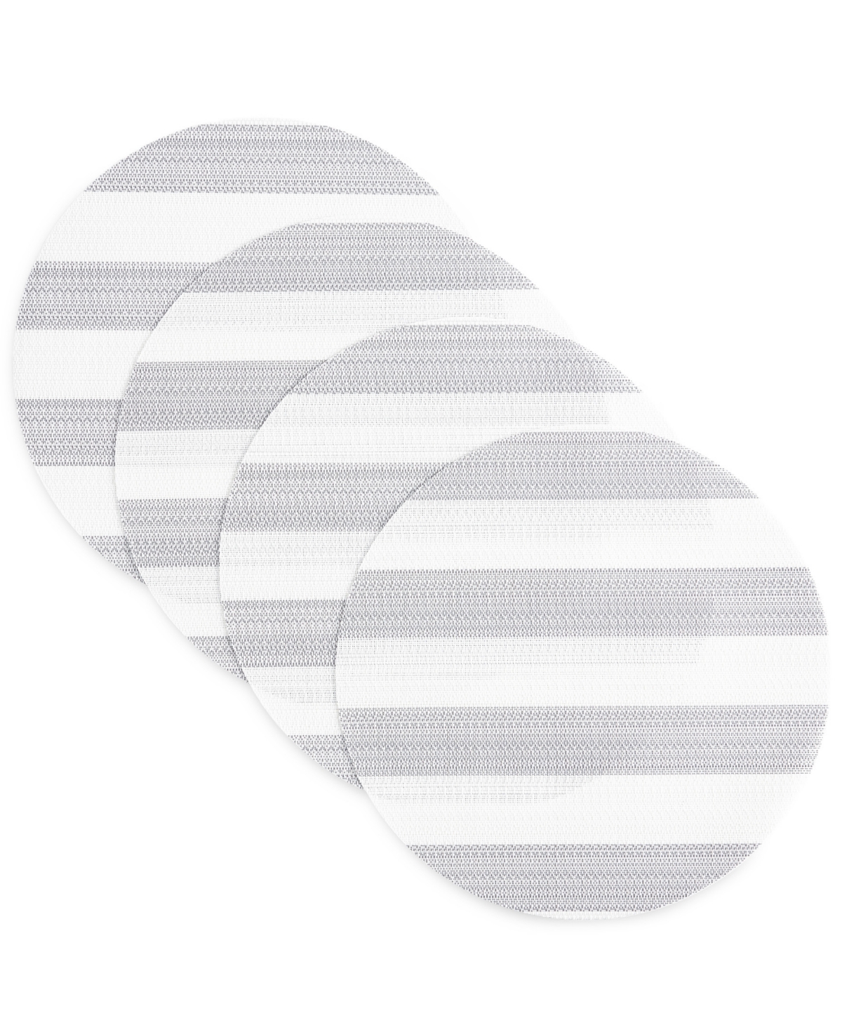 Shop Town & Country Living Basics Cabana Stripe Indoor/outdoor Placemats 4-pack Set, Reversible, 15" Round In Gray,white
