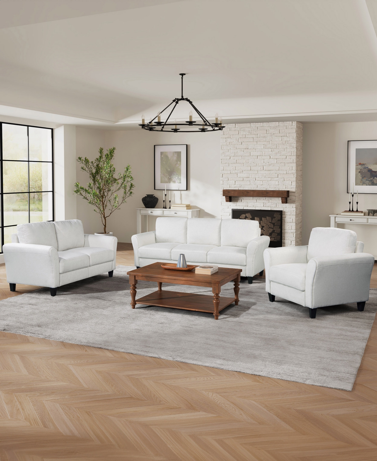 Lifestyle Solutions Microfiber Wilshire Loveseat with Rolled Arms