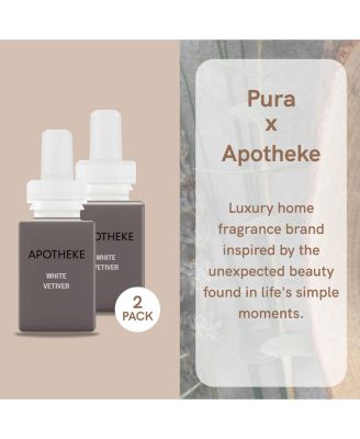 Apotheke White Vetiver - Home Scent Refill - Smart Home Air Diffuser Fragrance - Up to 120-Hours of Luxury Fragrance per Refill - Household Essential - Clean & Safe Diffuser Fragrance - 2 Pack