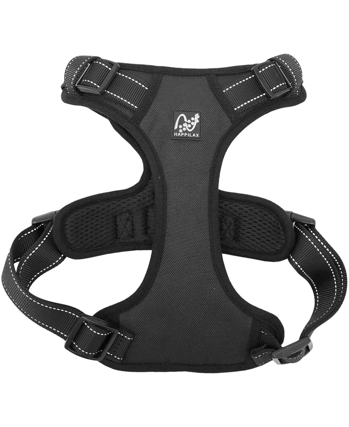 Adjustable Padded and Reflective Safety Harness for Dogs - Black