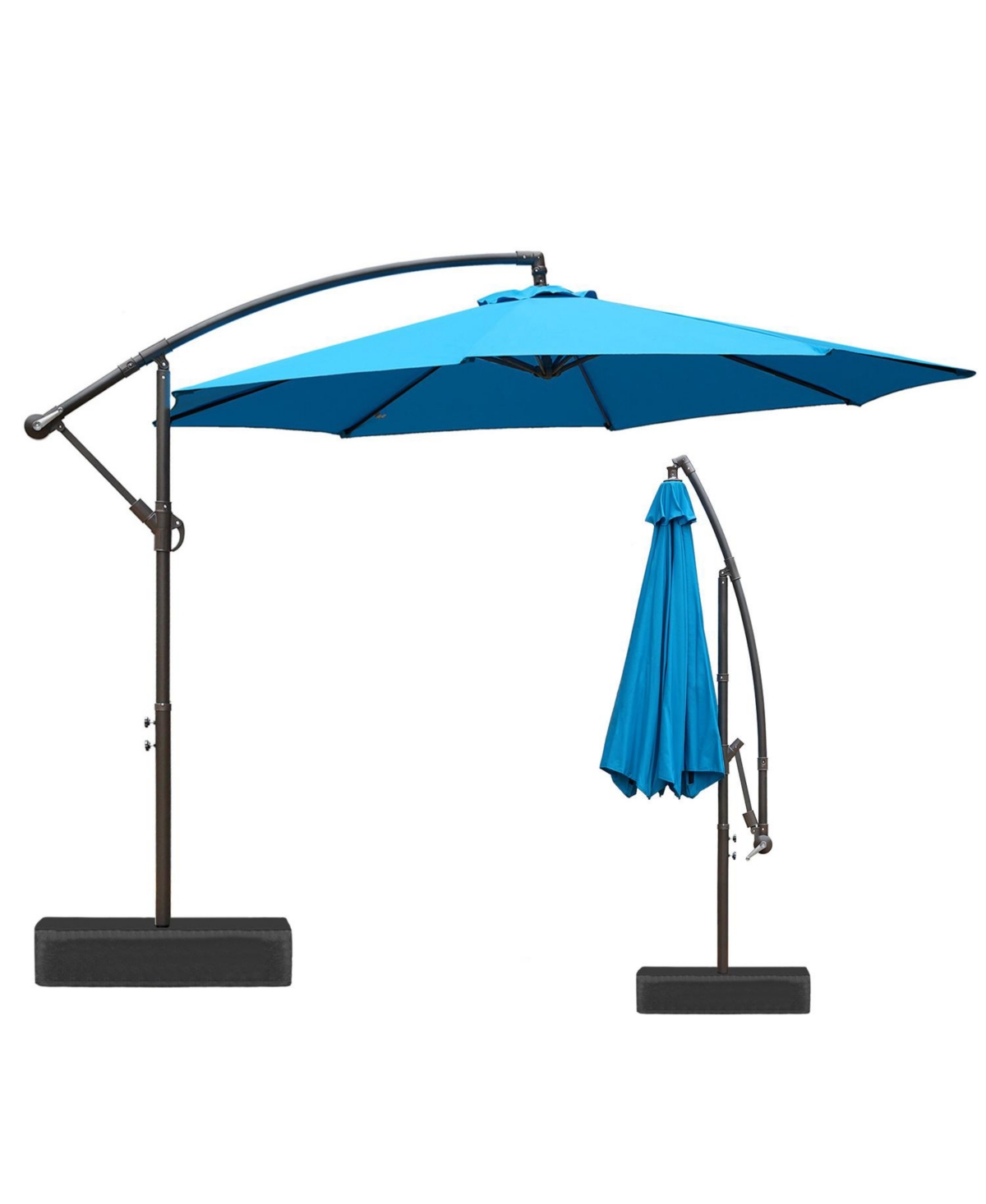 Patio Off-set Hanging Umbrella 10FT Aluminum Cantilever Umbrella - Brown