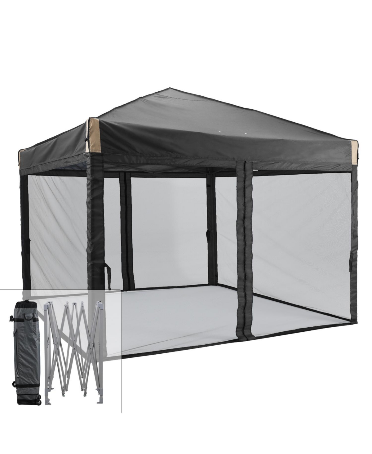 Pop Up Canopy Tent with Removable Mesh Sidewalls, Portable Instant Shade Canopy with Roller Bag - Grey